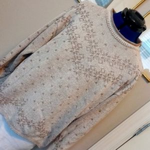 *GRAMMA SHEEK*!!Cream SNOWFLAKE WINTER HOLIDAY Knit Sweatereater!!